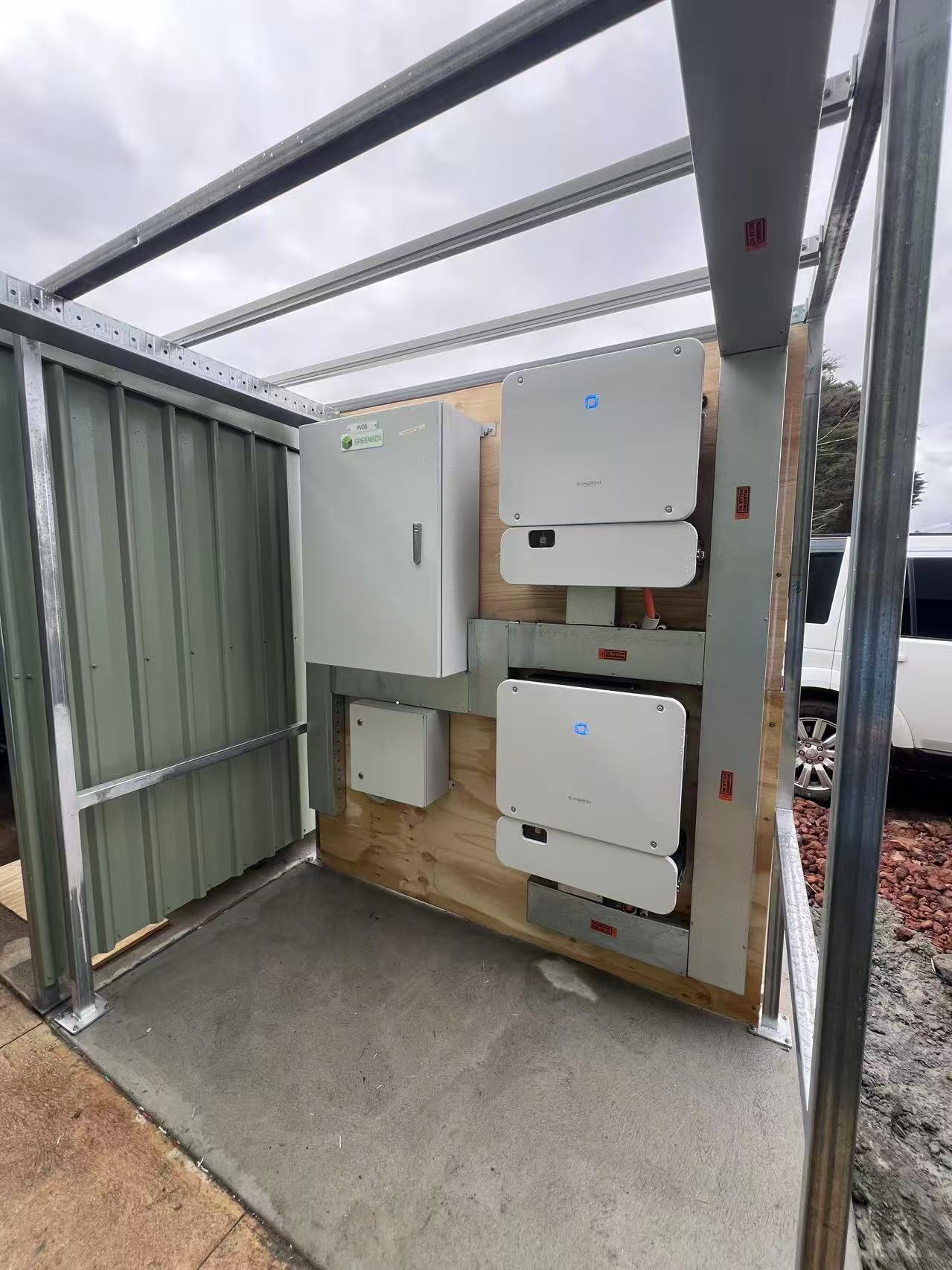 Completed Sungrow commercial inverter installation at the dairy farm